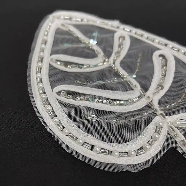 Couture Monstera Leaf Beaded Appliqué Patch