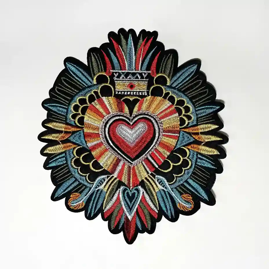 Artisanal Radiant Sacred Heart Mandala Hot fix Patch