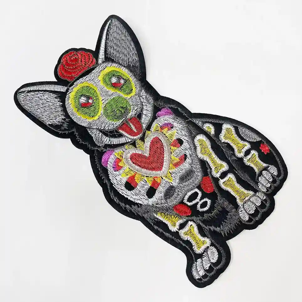Day of the Dead Corgi Dog Patch