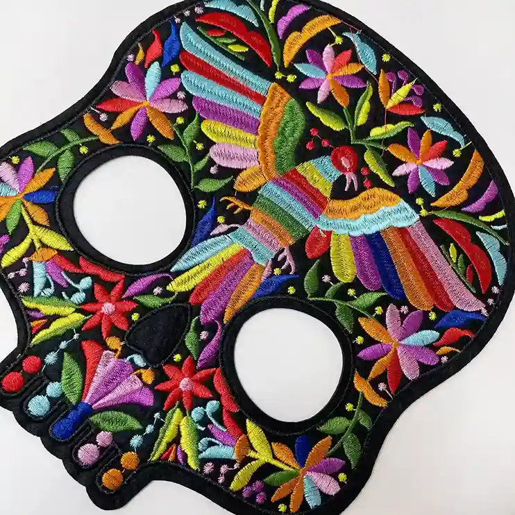 Floral Spirit Bird Skull Hot-Fix Patch
