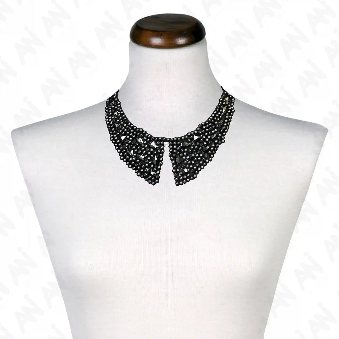 Black Bead Embellished Neckline