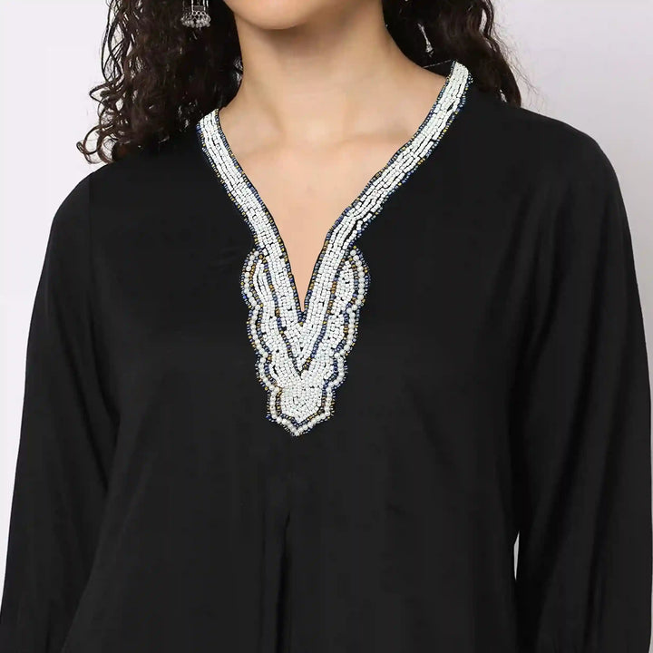 White Beaded Sweetheart Neckline
