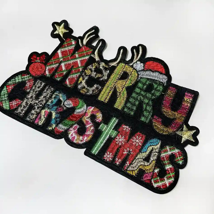 Festive Icon Typography Merry Christmas Hot Fix Patch