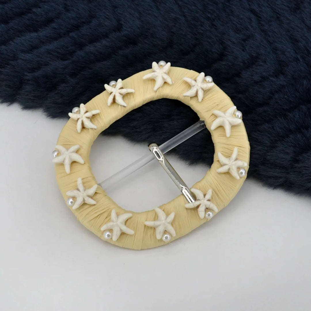 Starfish Embellished Raffia Buckle | 3.3 inches (8.5cm)