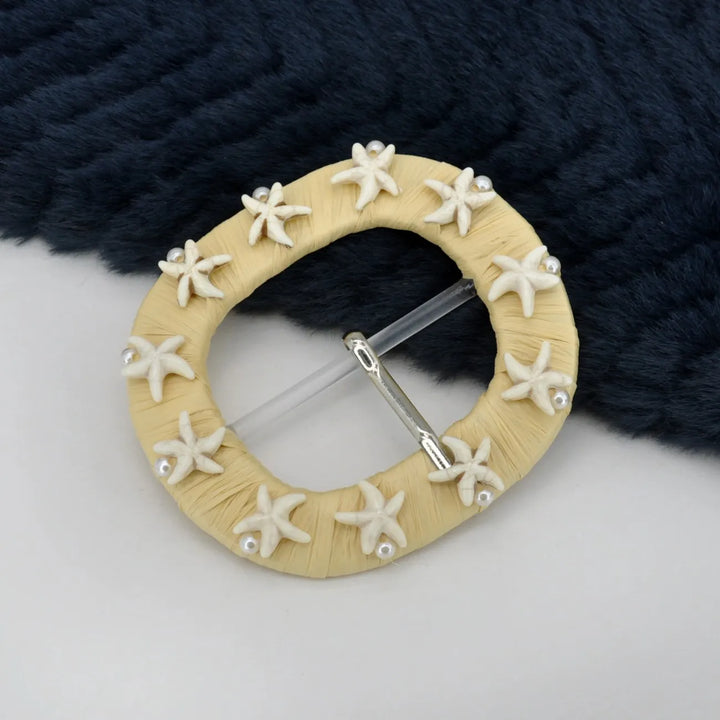 Starfish Embellished Raffia Buckle | 3.3 inches (8.5cm)