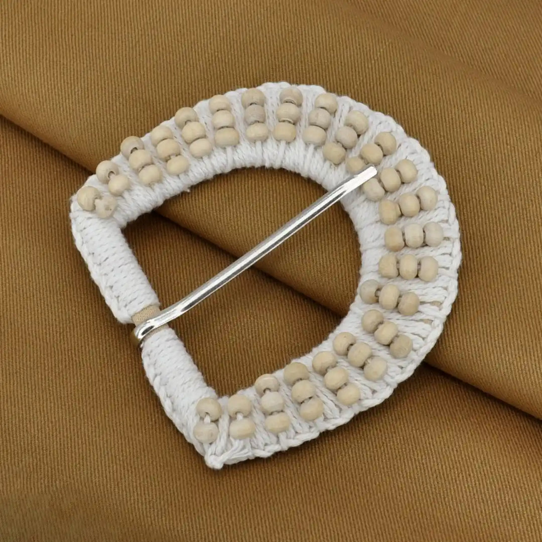 D-Shaped Off-White Raffia Buckle | 3.1 inches (7.9cm)