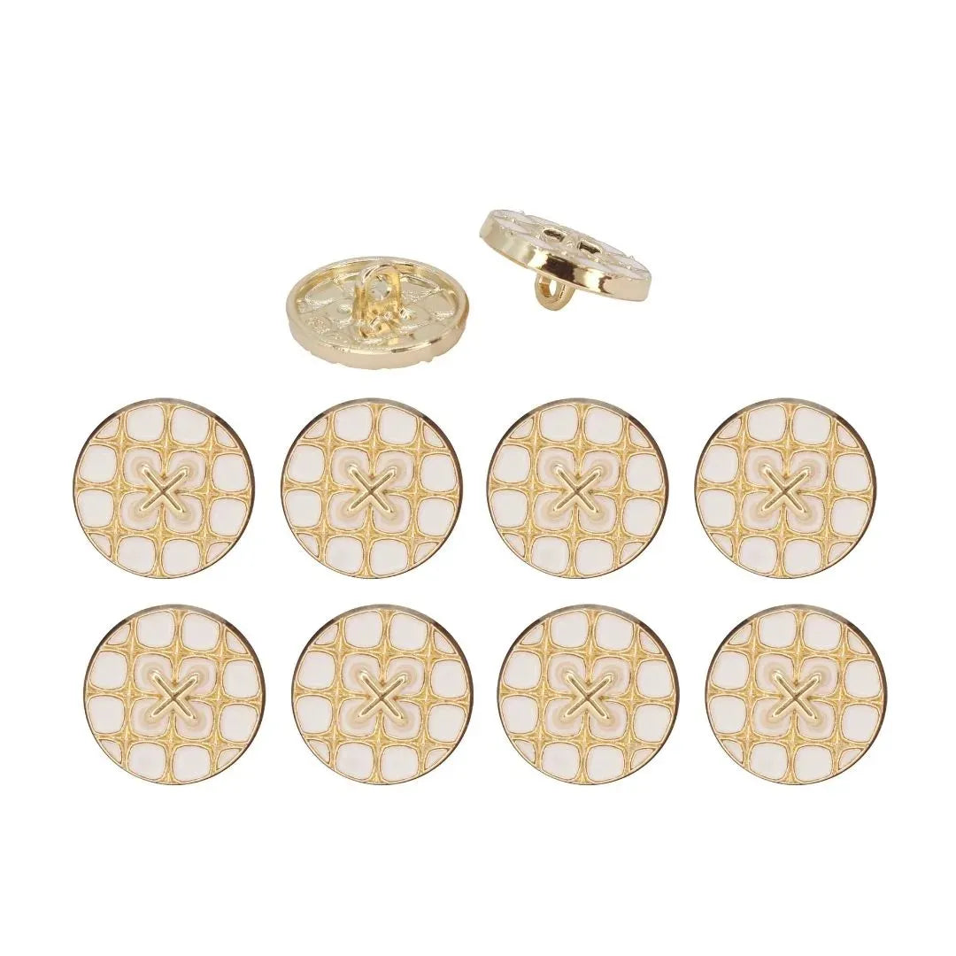 Monochrome Cross Design Metal Buttons | 12mm(20L) & 18mm(28L)