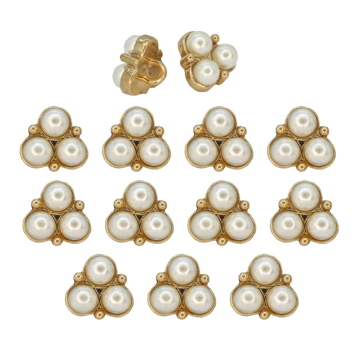 Pearl Cluster Gold Accents Metal Buttons