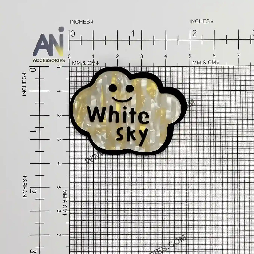 White Sky Smiley Brooch