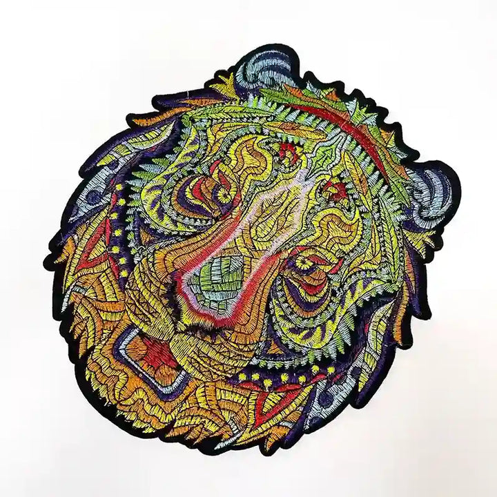 Psychedelic Embroidered Tiger Head Patch