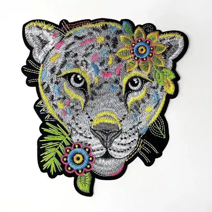 Boho Leopard with Flowers Patch