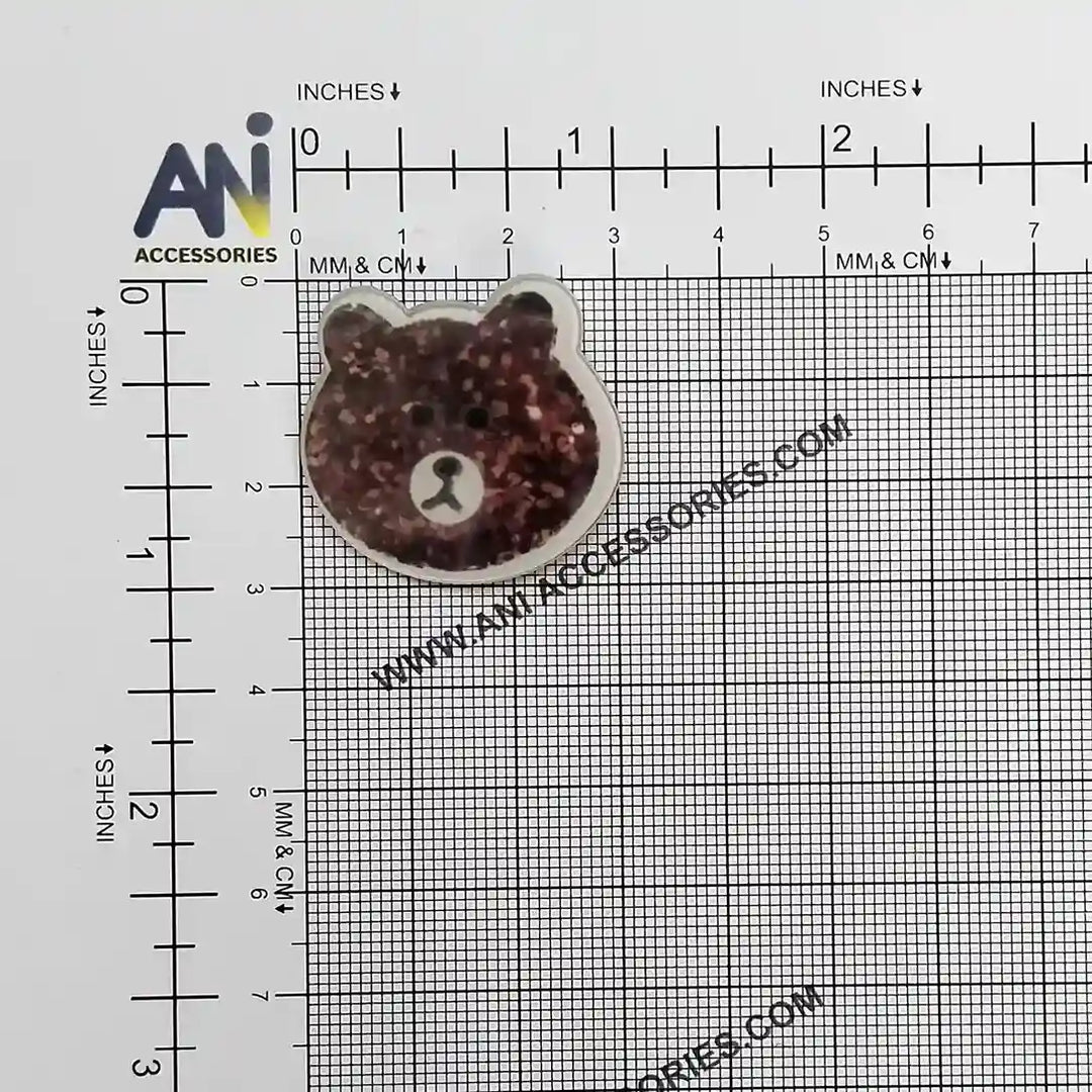 Glitzy Bear Head Brooch Pin