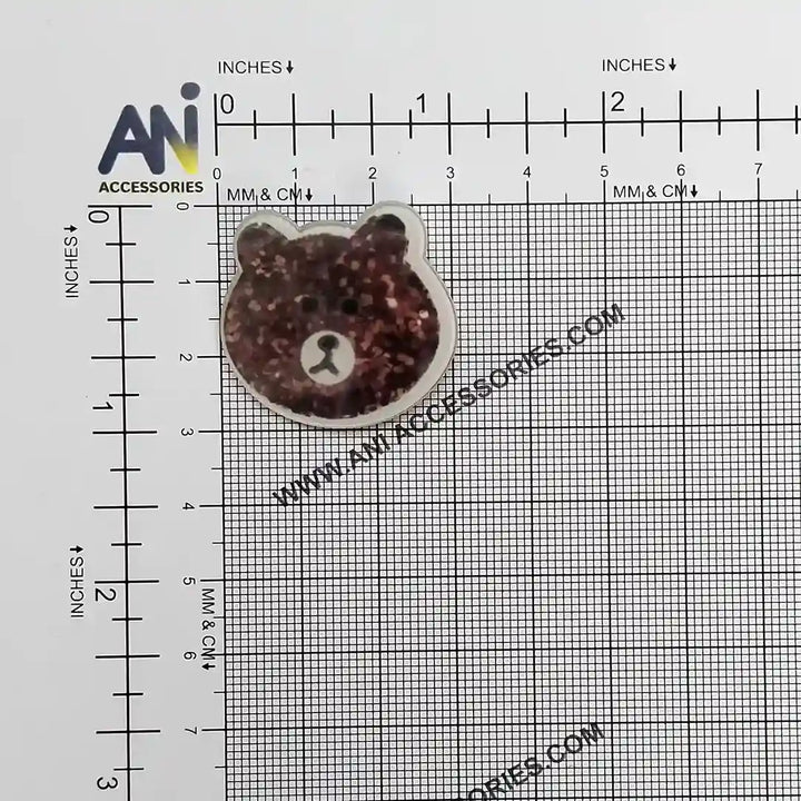 Glitzy Bear Head Brooch Pin