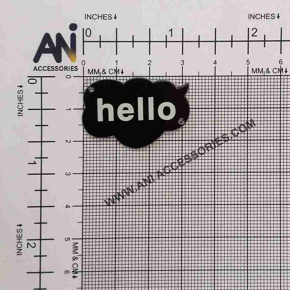 Hello Acrylic Sewable Tag Embellishment