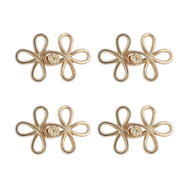 Four-leaf clover-shaped frog closure metal button