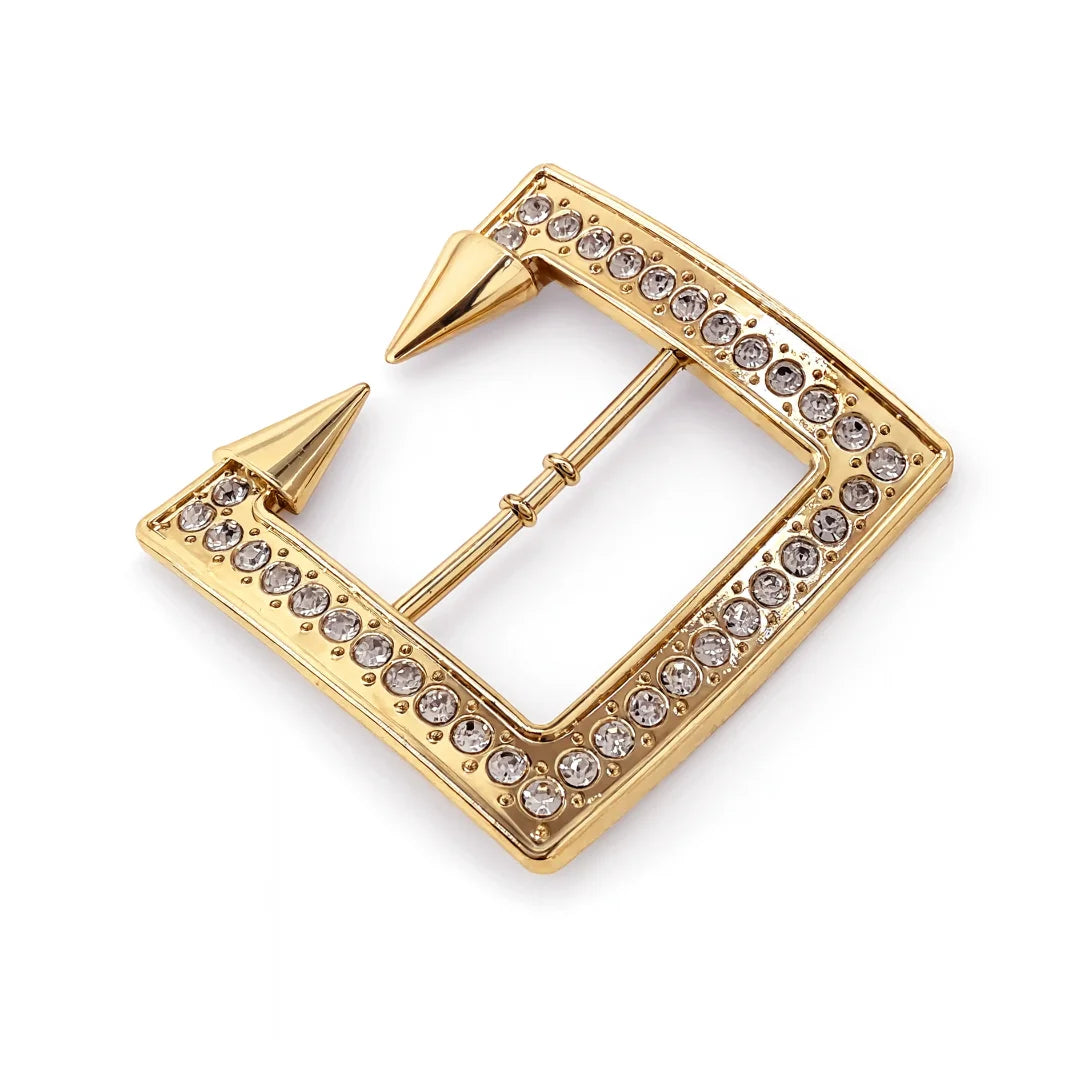 Spike Stud Rhinestone Pavé Square Belt Buckle