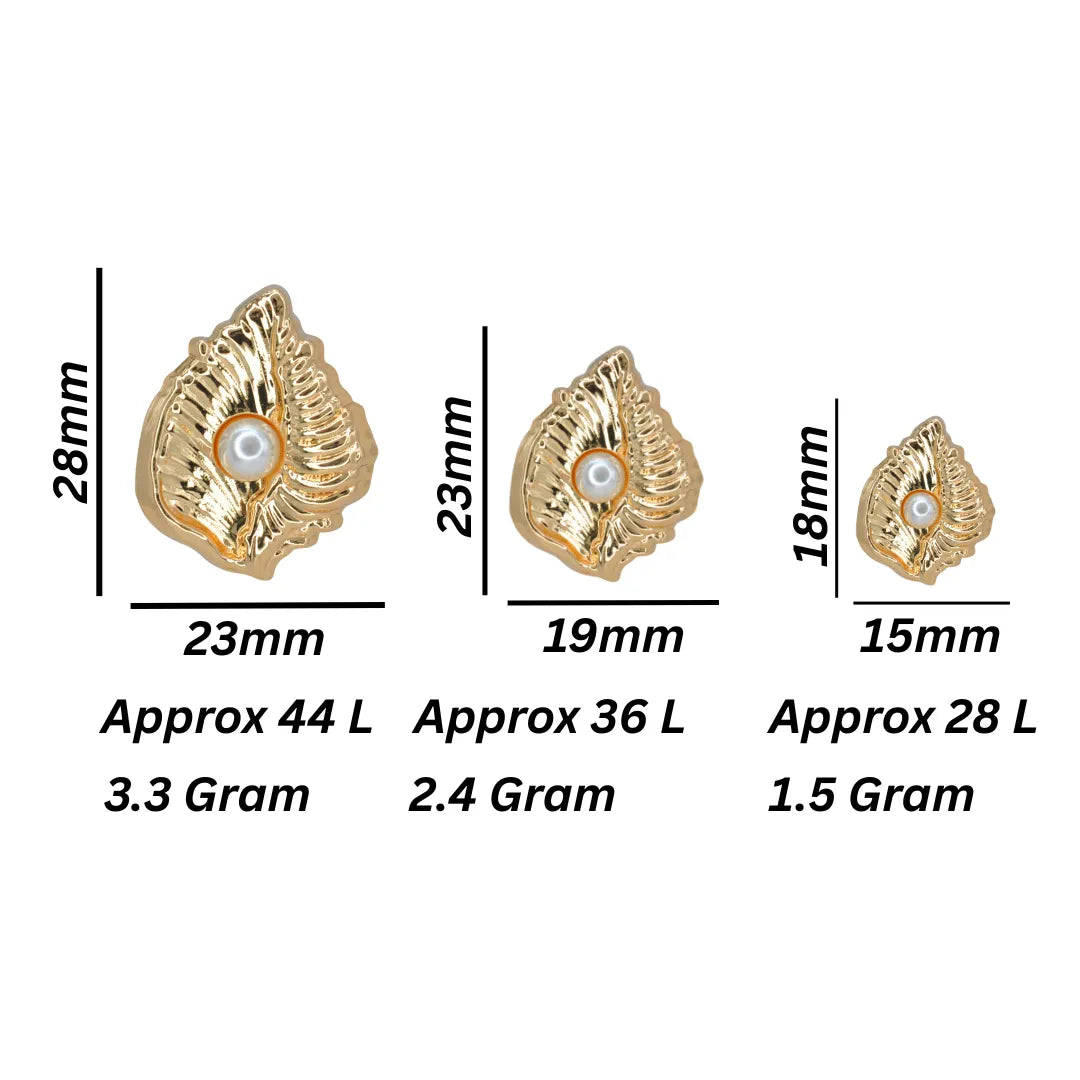 Scallop Shell Stud Pearl Button | 28mm, 23mm & 18mm