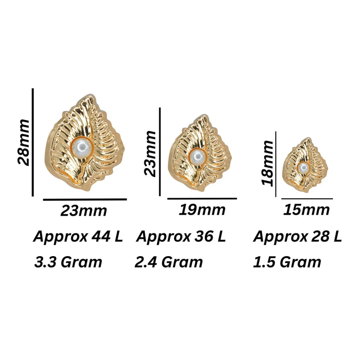 Scallop Shell Stud Pearl Button | 28mm, 23mm & 18mm