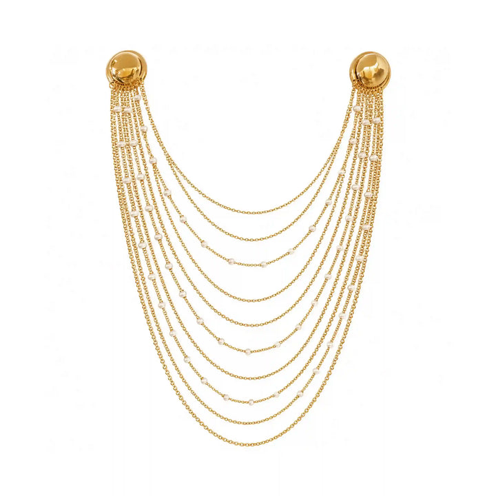 Layered Chain Brooch for Blazer – Pin Tassel Brooch