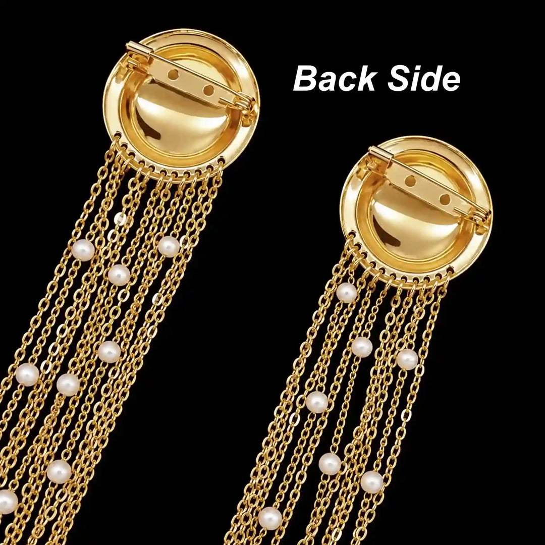 Layered Chain Brooch for Blazer – Pin Tassel Brooch