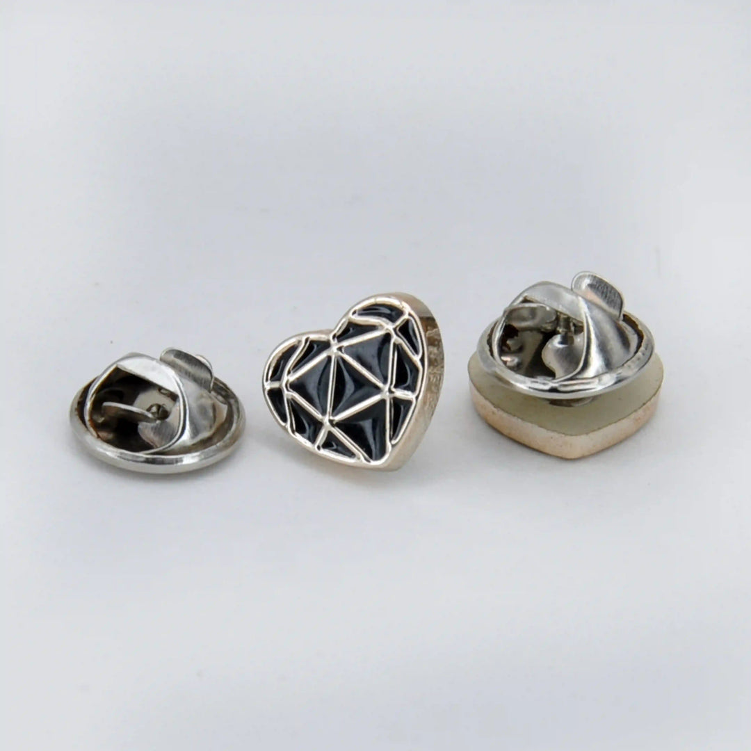 Heart-Shaped Geometric Lapel Pin with Butterfly Clutch | 11mm