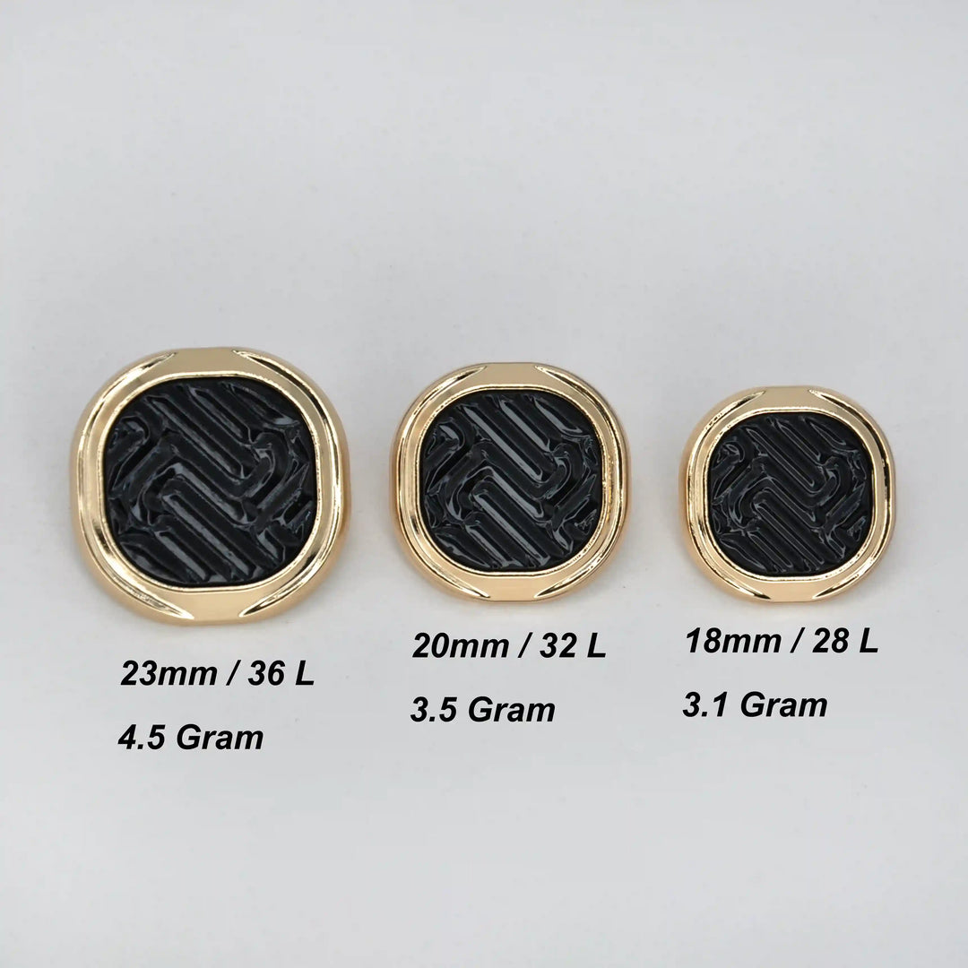 Metallic Herringbone Inlay Metal Buttons | 18mm (28L), 20mm (32L) & 23mm (36L)