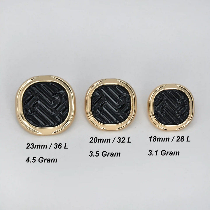 Metallic Herringbone Inlay Metal Buttons | 18mm (28L), 20mm (32L) & 23mm (36L)