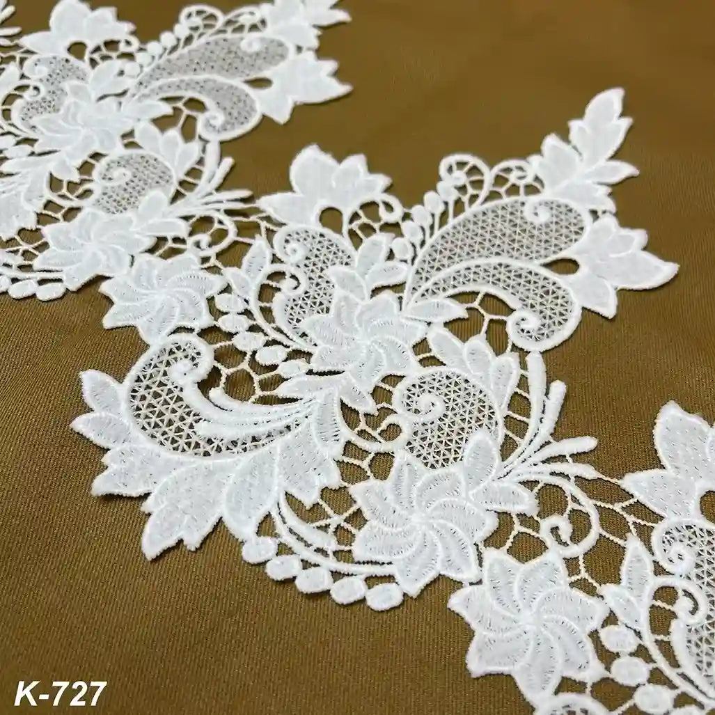 Floral & Leafy Embroidered Lace Border | K-727