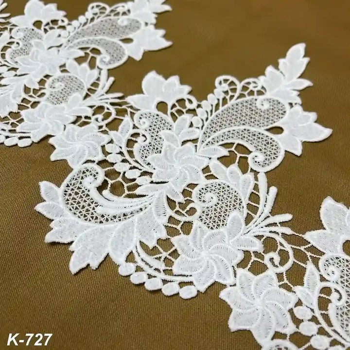 Floral & Leafy Embroidered Lace Border | K-727