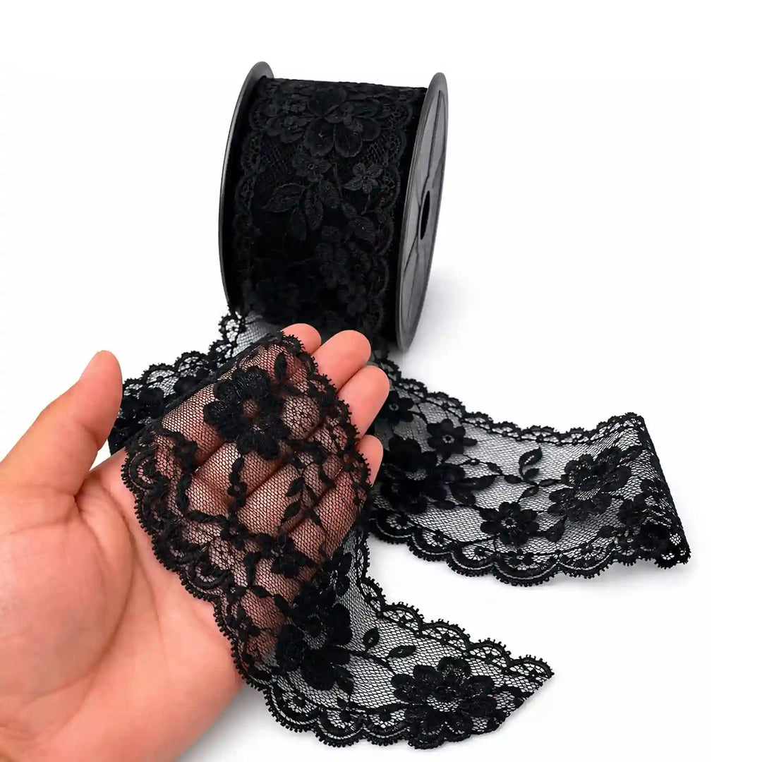 Black Floral Pattern Lace | 5 Meters | SKU-B57