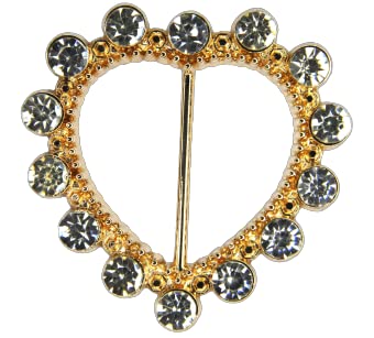 Heart-Shaped Crystal Metal Buckle