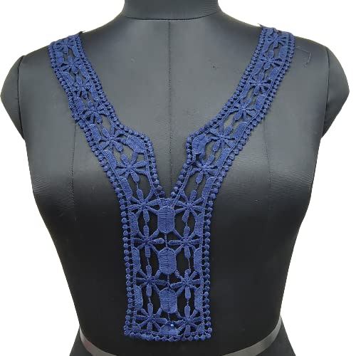 Navy Floral Embroidery Neckline