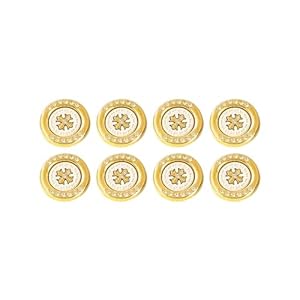 Golden Snowflake Small Metal Buttons with White Centers(Pack of 8 Buttons)