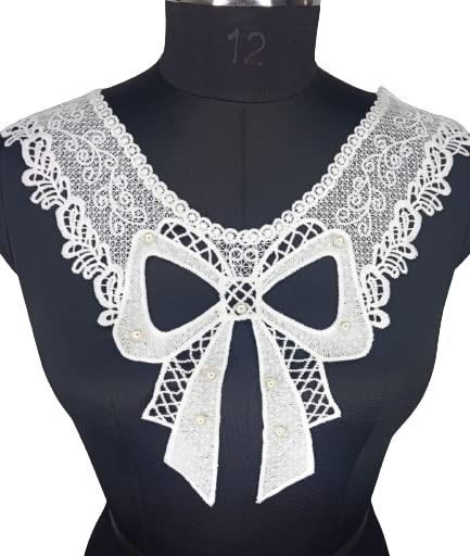 V-Neck Lace Trim with Bow Detail