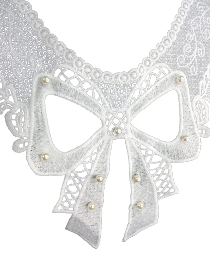 V-Neck Lace Trim with Bow Detail