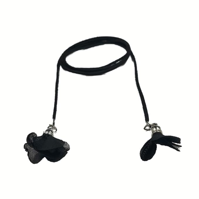 Women Suede Belt/Cord for Skiny Girl/Women with Nylon Flowers (Black)