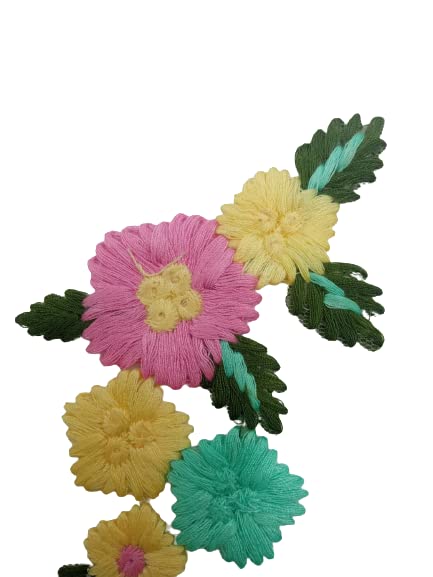 2 Piece Colorful Embroidered Floral Flower Sew On Applique Patch