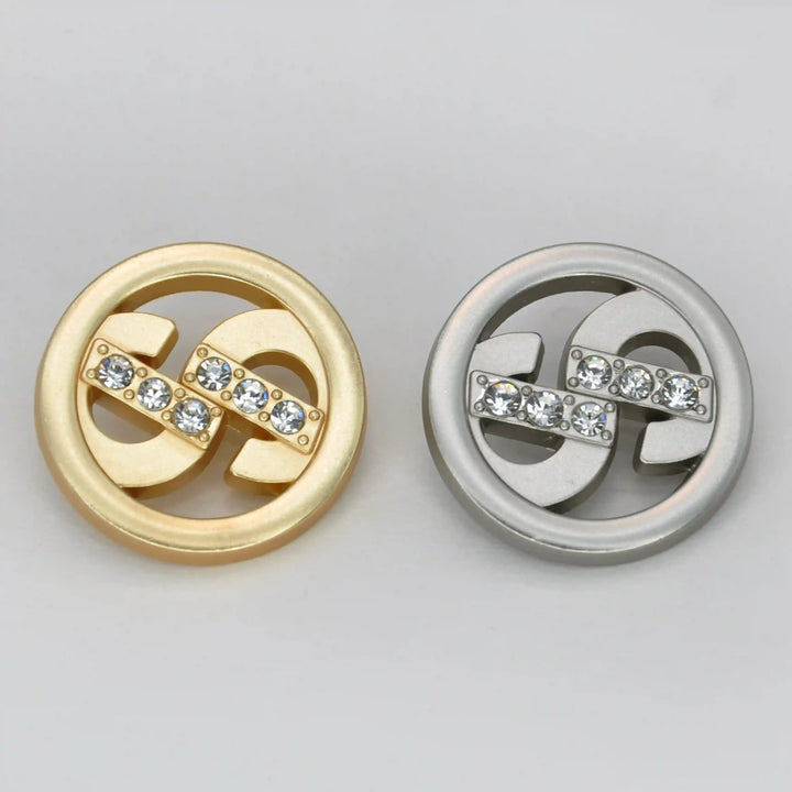 Dollar Style Rhinestone Metal Buttons | 15mm(24L) & 23mm(36L)
