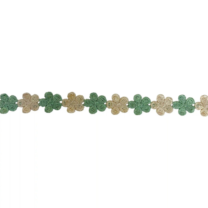 Green Beige Floral Lace