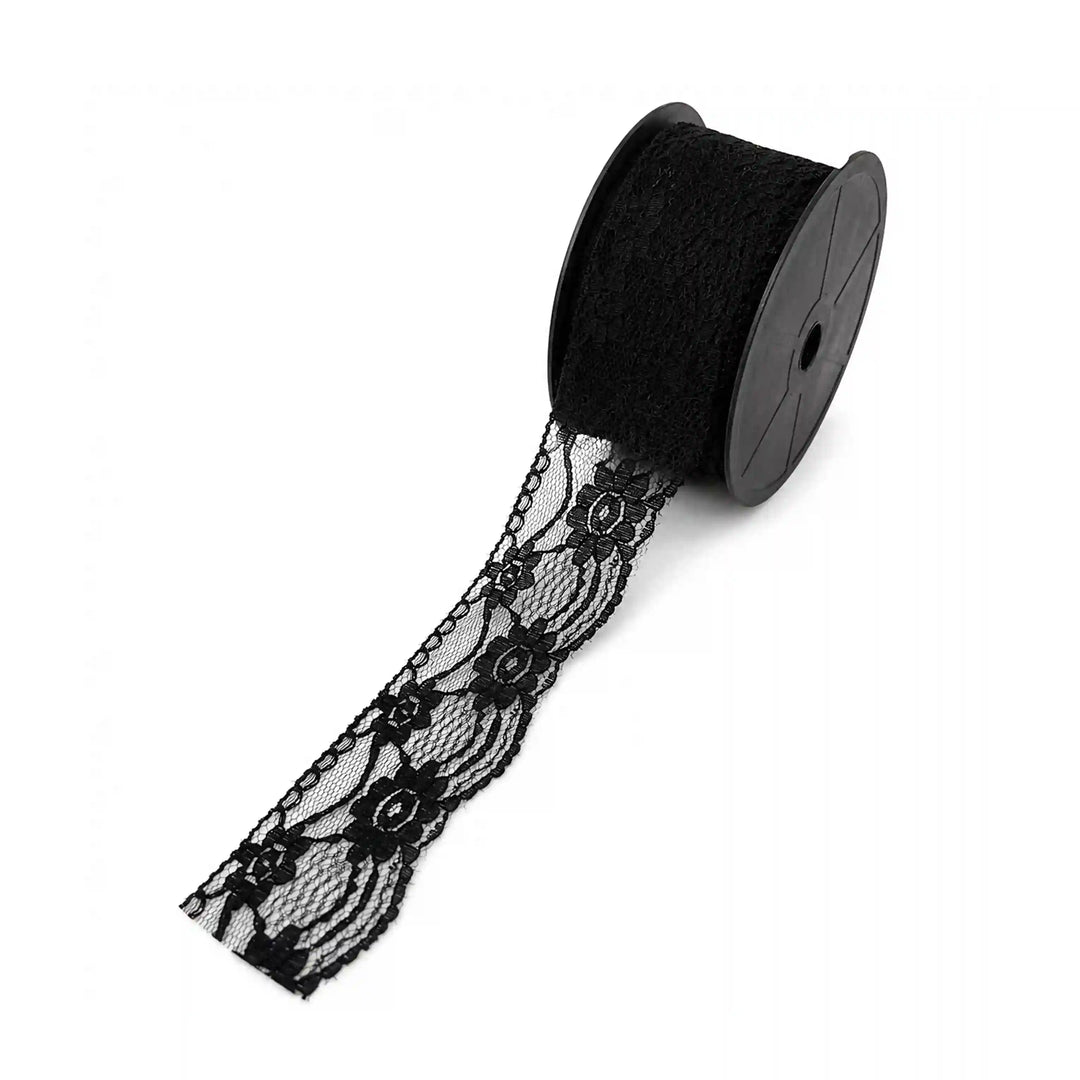 Black Floral Ribbon Lace | 5 Meters | SKU-B-110