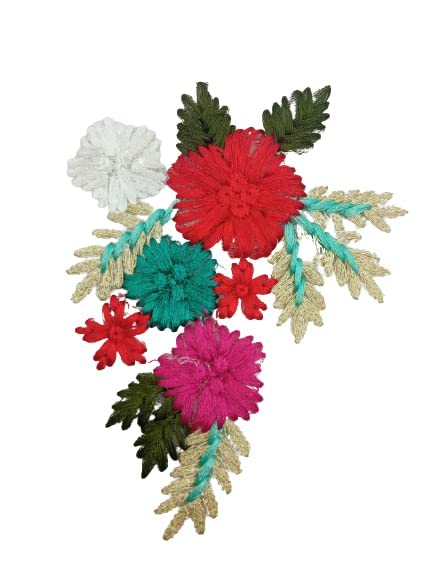 Multicoloured Flower Embroidered Sew On Patch