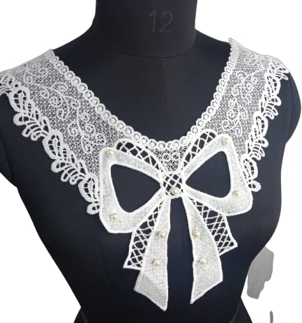 V-Neck Lace Trim with Bow Detail