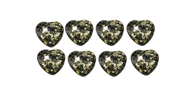 Ani Accessories Acrylic Diamante Sparkly Heart Shaped 2 Hole Acrylic Button for Shirts, Hats & Bag DIY Art & Crafts Used Pack of 8 (Black)