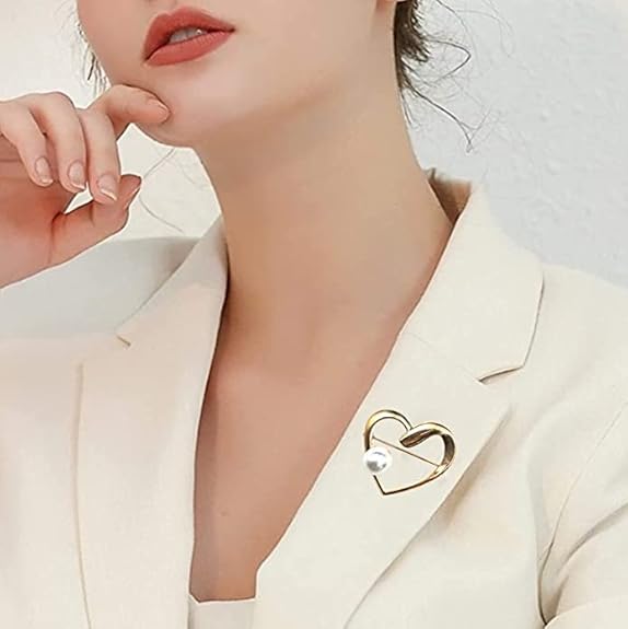 Heart-Shaped Pearl Brooch