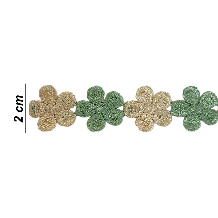 Green Beige Floral Lace