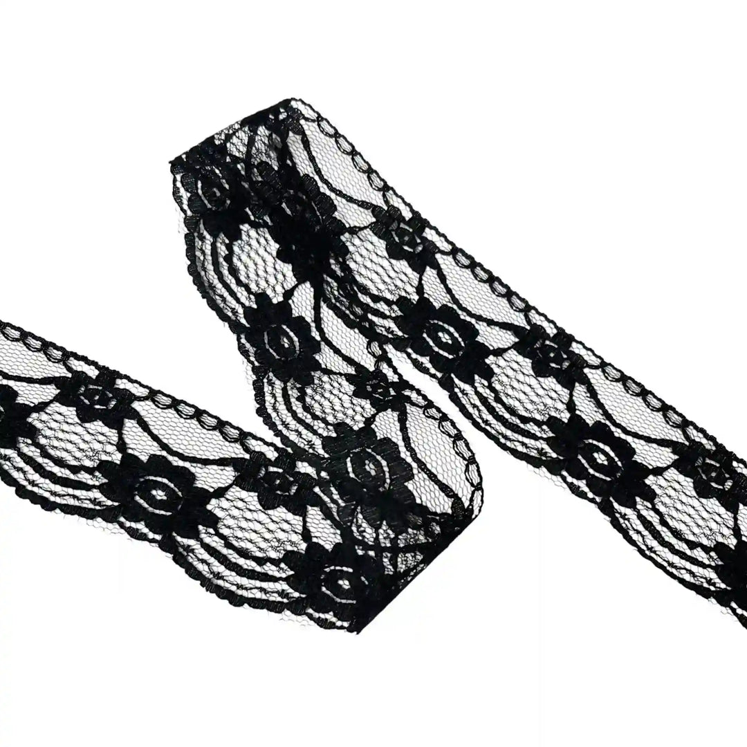 Black Floral Ribbon Lace | 5 Meters | SKU-B-110