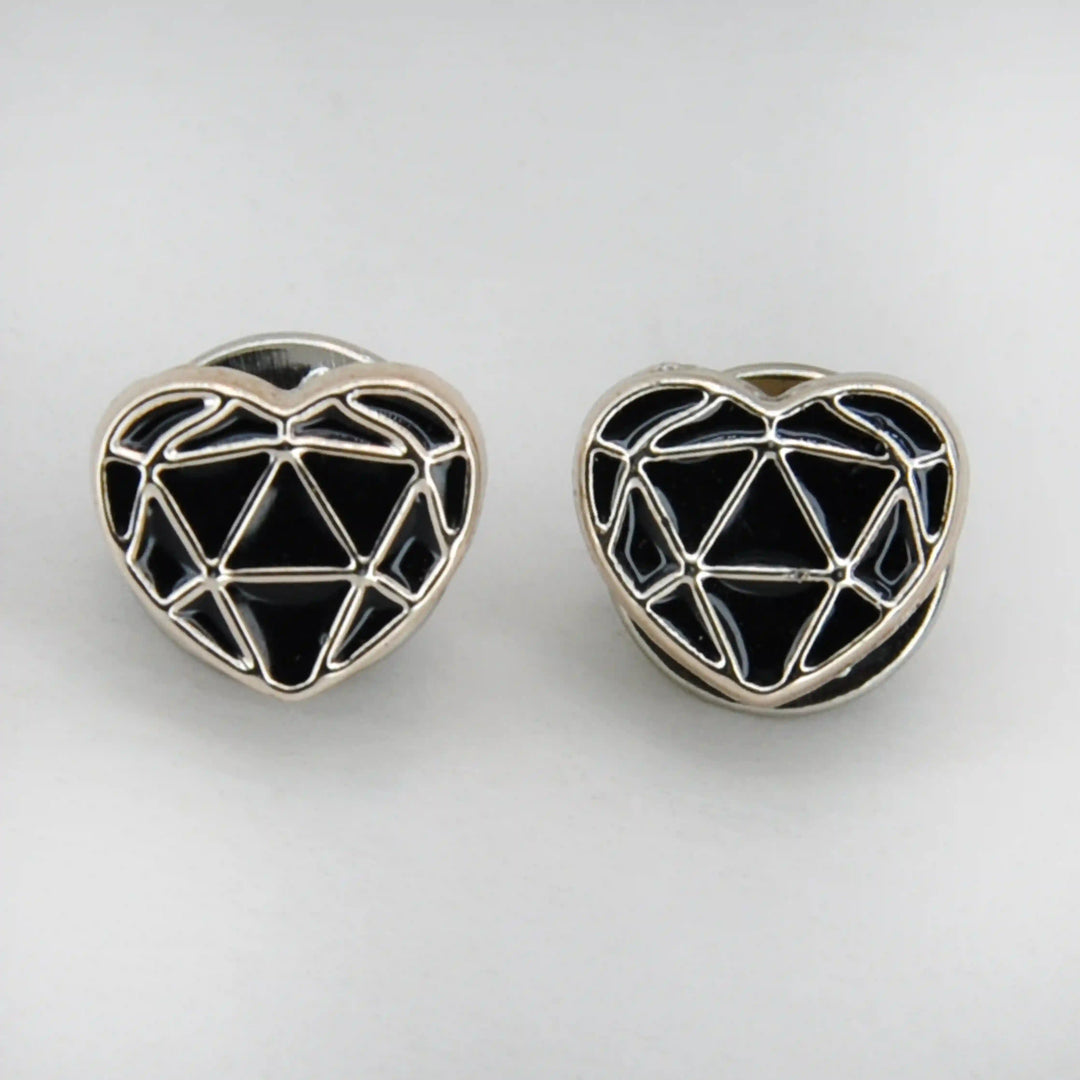 Heart-Shaped Geometric Lapel Pin with Butterfly Clutch | 11mm