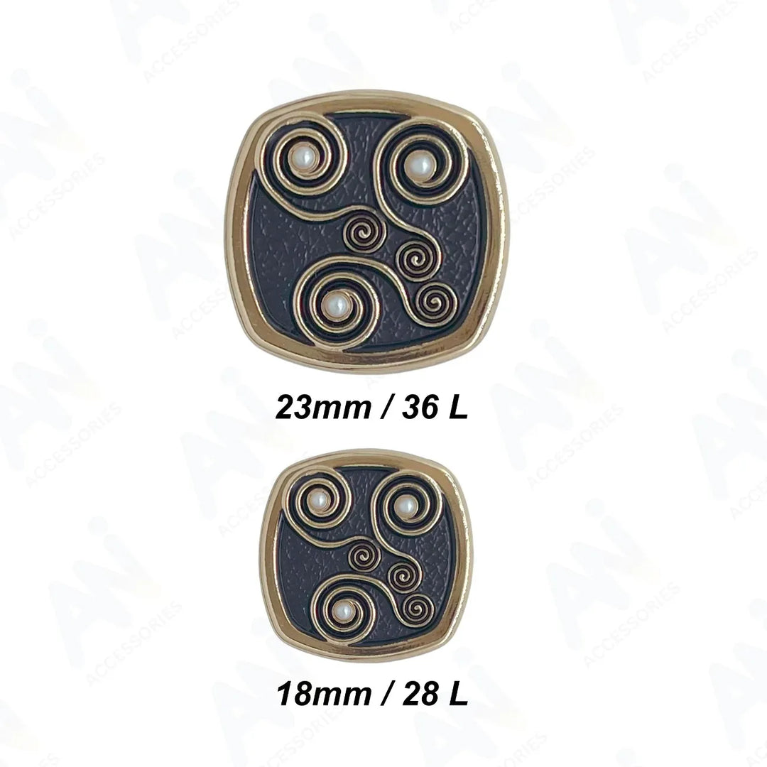 Decorative Pearl Apparel Metal Buttons | 	18mm(28L) & 23mm(36L)