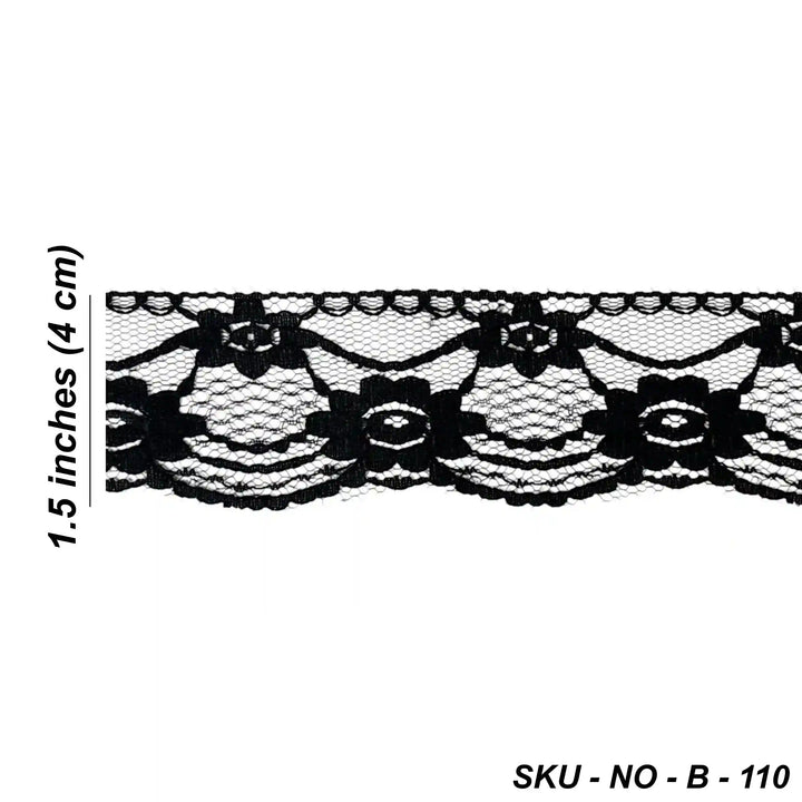 Black Floral Ribbon Lace | 5 Meters | SKU-B-110