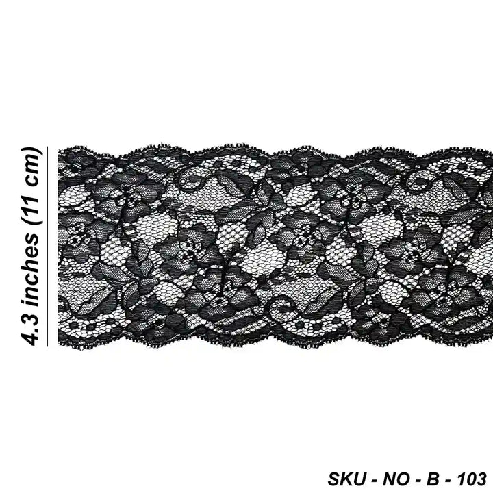 Black Ornate Floral Lace | 5 Meters | SKU-B103